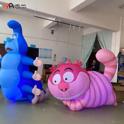 China Advertising Alice in Wonderland Inflatable Cheshire Cat LED Cartoon Character for Party Decoration for sale