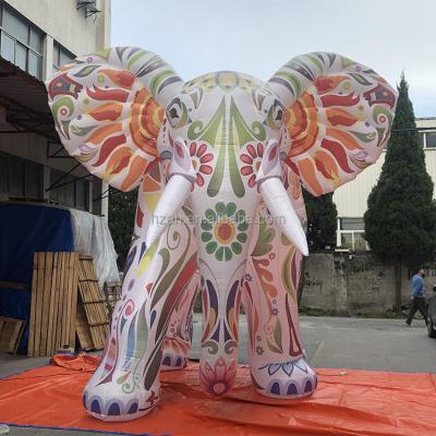 China Free Shipping Colorful Oxford Cloth Outdoor Cartoon Elephant Pattern Balloon Inflatable Elephant Mascot For Decoration for sale