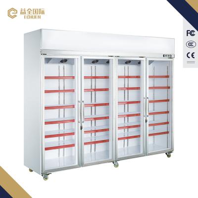 China Single-temperature 2250L 4 Doors Used Supermarket Refrigeration Equipment Upright Freezer for sale