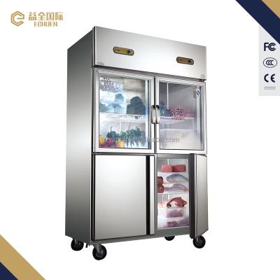 China 1000L Double-temperature Commercial Stainless Refrigerator With Glass Door Fridge Freezer Cooler Fridge for sale