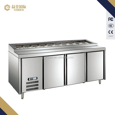 China TUC18L2F Commercial Single-Temperature Prep Table Dish Dispenser Table Top Sandwich Work Chiller Freezer for sale