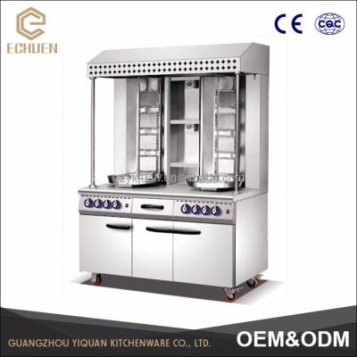 China Stainless Steel Gas Chicken Shawarma Bunners Equipment With Cabinet for sale