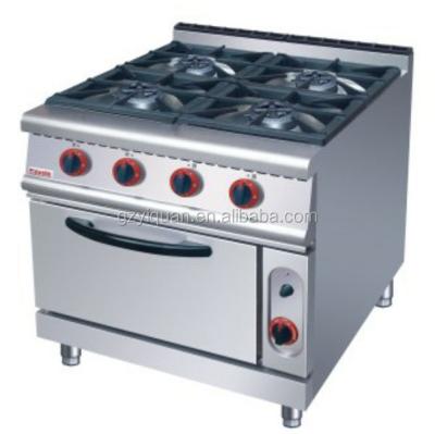 China Heavy Duty Free Standing 4 Burner Bread Stainless Steel Restaurant Gas Cooker With Oven for sale