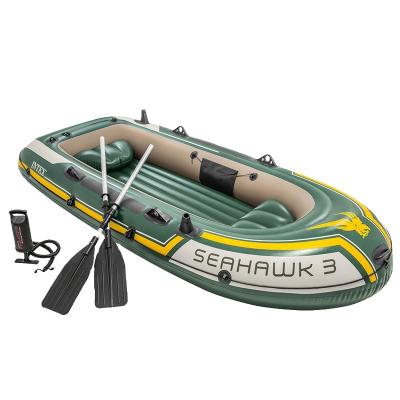 China Water Fun Intex 68380 SEAHAWK 3 BOAT SET Inflatable Outdoor Lakes Kayak Water Sport Boat Series Plastic Air Fishing Boat Portable Boat for sale