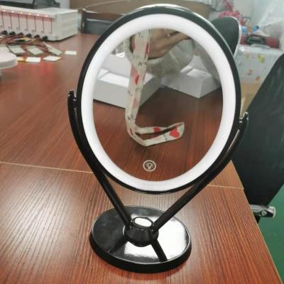 China Lighted LED Stand Makeup Mirror With 7 x Double Sided Magnifying Mirror With LED Light for sale