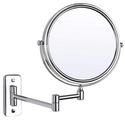 China 7x Wall Mount Makeup Mirror 8-Inch Chrome Two Sided Extendable Extendable Vanity Mirror for sale