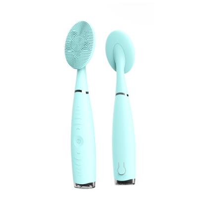 China High Frequency Vibration DEEP CLEANING Waterproof Facial Cleansing Brush, Plug Silicone Facial Brush Cleanser for sale