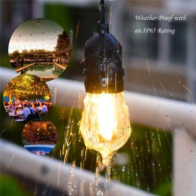 China 48FT with 15pcs led bulbs LED street String Lights Outdoor led bulbs Christmas Waterproof connectable serial led lamp string solar lights for sale