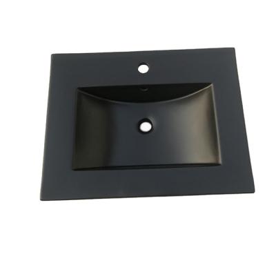 China Viable Popular Color Matte Black Rectangle Bathroom Vanity Cabinet Sink Ceramic Lavabo Basin for sale