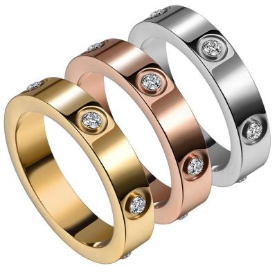 China Other Carti Love Screw Nail 18K Golden Plated Cubic Zirconia Luxury Brand Logo Stainless Steel Rings For Women for sale