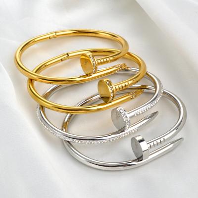 China CLASSIC High Quality Designs Brand Fashion Stainless Steel Gold Sliver Luxury Rose Gold Plated Inlaid Zircon Jewelry Bangle Bracelet for sale