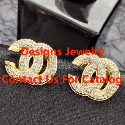 China CLASSIC famous luxury designs customized popular cc brands express fashionable stainless steel earrings gold silver earrings for women for sale