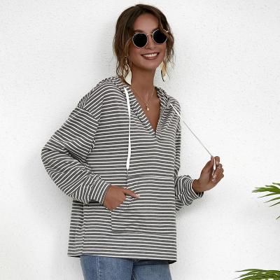 China Anti-Wrinkle Simple Fashion Striped Hoodies Premium Quality Cotton Heavyweight Hoodies Effortless Chic Women Love Hoodies for sale