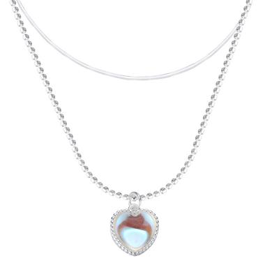 China Other Double Layers Loving Heart Moonstone Necklace Women's Soft Gradient Heart Shaped Necklace for sale