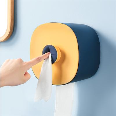 China Minimalist Waterproof Plastic Wall Mounted Bathroom Face Towel Storage Box Roll Roll Tissue Box for sale