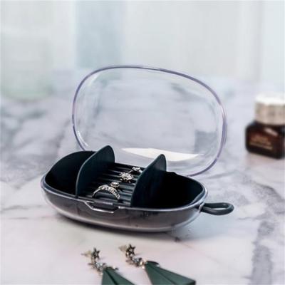 China Portable Jewelry Storage Travel Clear Cover Jewelry Box Earrings Rings Earrings Storage Box for sale