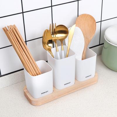 China High Quality Viable Kitchen Tool Makers Hotspot Wooden Base Receive Storage Rack, Chopsticks Cage for sale