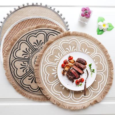 China Wholesale Home Decoration Mat Desktop Insulation Viable Factory Kitchen Jute Dining Table Placemat for sale