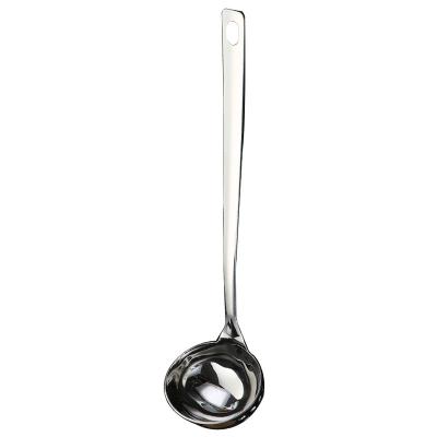 China Viable Home Kitchen Stainless Steel Long Handle Thickened Kitchen Soup Spoon Strainer Soup Food Separator Filter Spoon 201 for sale