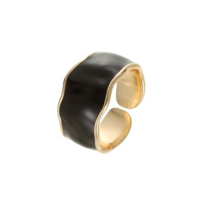 China 2022 Fashion Jewelry TRENDY Large Chunky Enamel 14K Gold Plated Statement Brass Rings Design For Women for sale