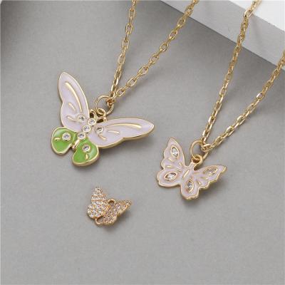 China Wholesale Trendy Enamel Jewelry Fashion Butterfly Necklace Pendants Charms Jewelry Making for sale