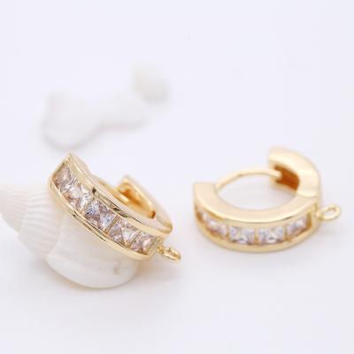 China Fashion TRENDY Jewelry Simple Zircon DIY Hoop Earrings With Circle 14K Gold Plated Huggies For Jewelry Making for sale