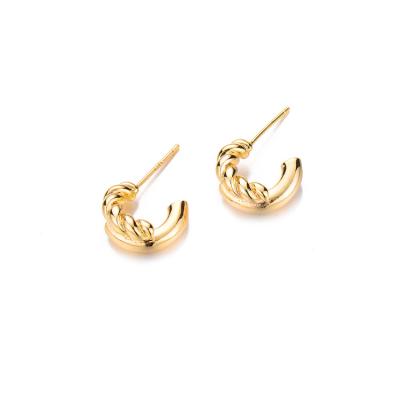 China TRENDY 14K Gold Elegant Jewelry Twisted Semicircle Statement Women Stud Earrings for sale