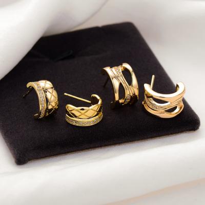 China Trendy Fashion Piercing Earrings Zircon Stud Earring Jewelry Women Earring Gold for sale