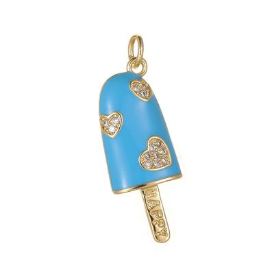 China FASHIONABLE Summer Style Color Drip Oil Enamel Popsicle Charm 14K Gold Plated Ice Cream Pendant Charms For Women for sale