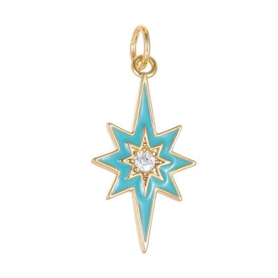 China New Trendy Fashion Neon Color Enamel 14K Gold Plated Star Pendant For DIY Jewelry for sale