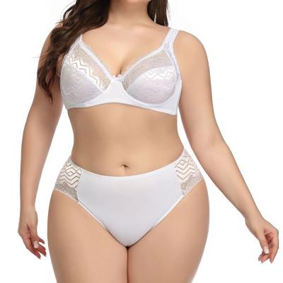 China Big C cup QUICK DRY bras comfortable panties lace women sets 2 piece bra plus big boobs size bra and panties set for fat girls for sale