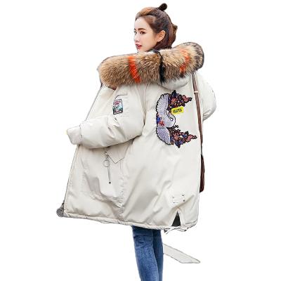 China Winter Anti-Shrink Down Jacket Women's Long Coat With Faux Fur Collar Plus Size Hood Warm Fall Jackets Overcoat Fur Coat For Women for sale