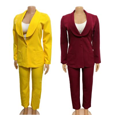 China 2021 Dropshipping Anti-Wrinkle Blazers Ladies Ladies Professional Office Plus Size Business Wear Women Suits Two Piece Sets For Work for sale