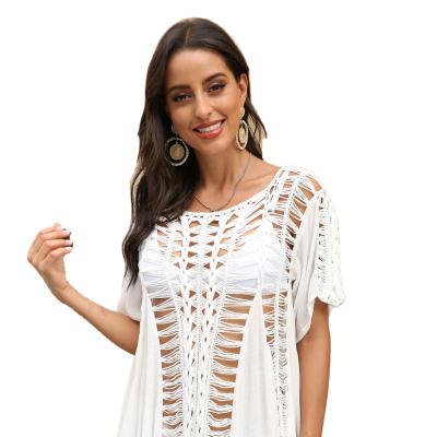 China Dropshipping 2021 factory breathable 100% polyester clothing women beach crochet bikini swimwear cover up for sale