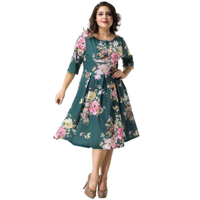 China Dropshipping Wholesale Breathable Fashion Lady Plus Size Dress Women Floral Printed Clothing for sale