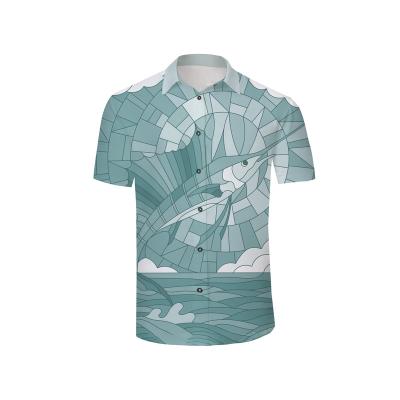 China 3D Printed Casual Animal Fish Style Mens Sleeve Shorts Summer Shirt Pattern Anti-Shrink for sale