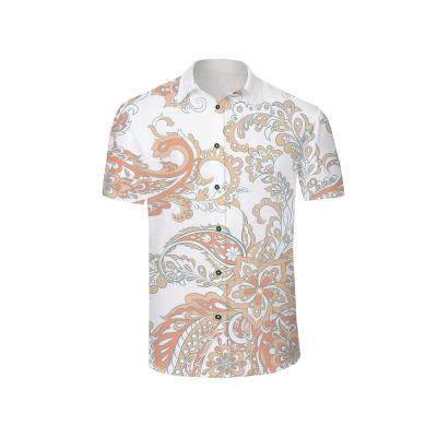 China Anti-shrinkage new summer casual men's short-sleeved shirt with floral elements for sale