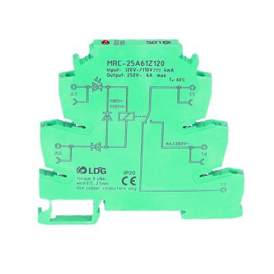 China Sealed MRC-25A61Z120 Input 110VDC/120VDC Electromagnetic Relay Interface 6A 5V-250VAC/DC Output Industrial Electric Din Rail Relay Coil for sale