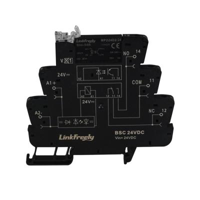 China Interface Solid State Relay Din Sealed Slim Rail DC-DC 24VDC Input 2A/5-32VDC Output Home Automation LED Flasher SSR Relay Board for sale