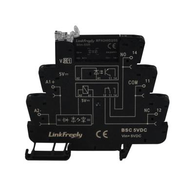 China LED Indicator 6.4mm Interface Solid State Relay DC Control Sealed Wide Wide AC 5VDC Input Output 2A/24-240VAC Smart PCB SSR Relay+Base for sale