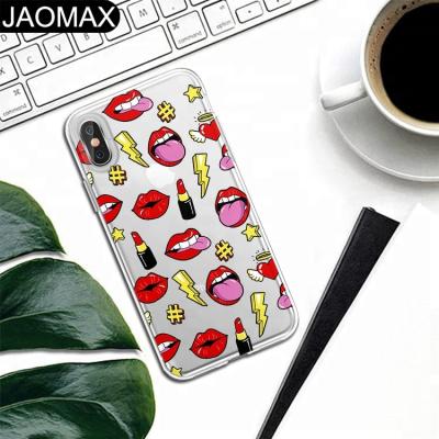 China Fashion Cartoon Clear Cute Lips Glossy TPU Soft Phone Case For iphone X 6S 6 7 8 plus Phone Cover DIY Cases for sale