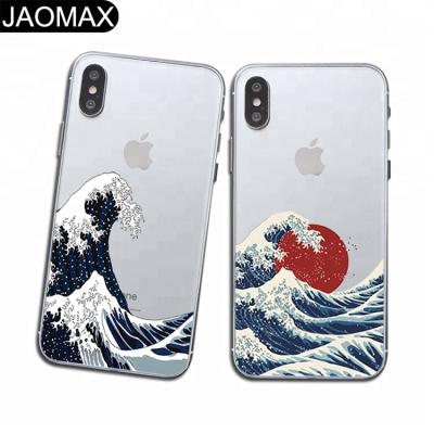 China Fashion Japan Ukiyoe Painting Waves Sea Summer Style Soft TPU Phone Printing Snare Case For iphone X 6S 6 7 8 plus DIY Phone Cover for sale