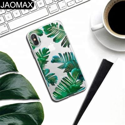 China Fashion Banana Leaf Green Tropical Cells TPU Soft Clear Phone Case For iPhone X 6S 6 7 8 Plus Phone Cartoon Cover DIY Cases for sale