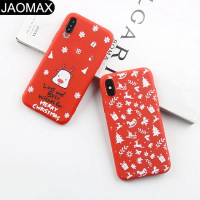 China Wholesale New Year Christmas Santa Claus Elk Soft Silicone TPU Cartoon Red Phone Case For iPhone 8 xs max xr 6s 7 plus for sale