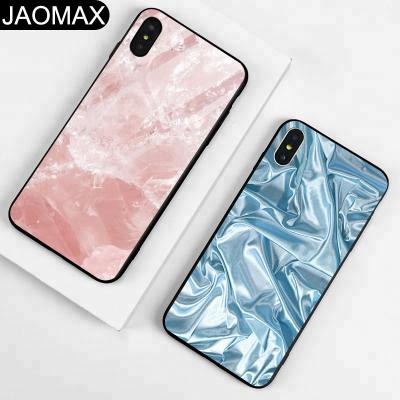 China Fanshion Fashion Silk Texture Hot Selling Designs Custom Tempered Glass Cell Phone Case For iPhone X 6 7 8 Back Cover Hard Phone Mate Cases for sale