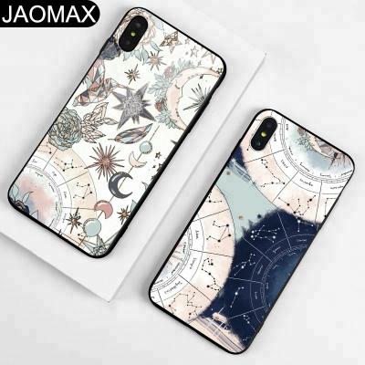 China Fanshion 2018 Fashion Retro Star Constellation Girl Design Custom Tempered Glass Cell Phone Case For iphone X 6 7 8 Back Cover Hard Case for sale