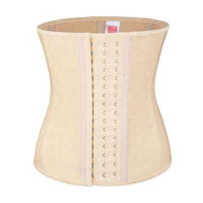 China Antibacterial Latex Waist Trainer Steel Boned Black Waist Slimming 3 Hooks And Eyes Corset Underwear for sale