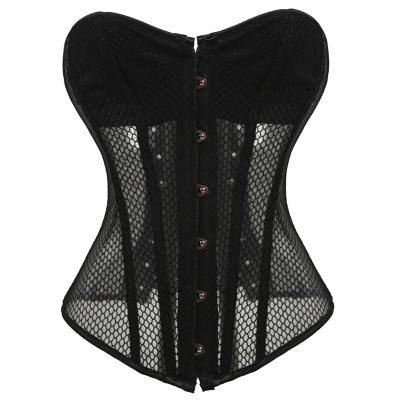 China New Arrival Breathable Black Lace Overbust Bra High Quality Net Mesh Corset For Summer for sale