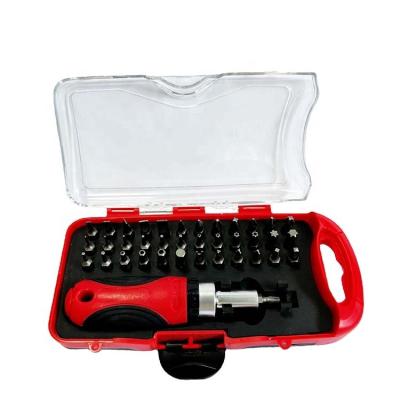 China Tool Kit Home Hot Selling Style 38 Piece Screwdriver Bit Ratchet Handle Combination Hardware Tool Kit With Red Box for sale