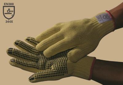 China 100 % Kevlar one-side PVC dotted glove,cut resistance,Non-slip,Puncture resistance,Gauge10 for sale